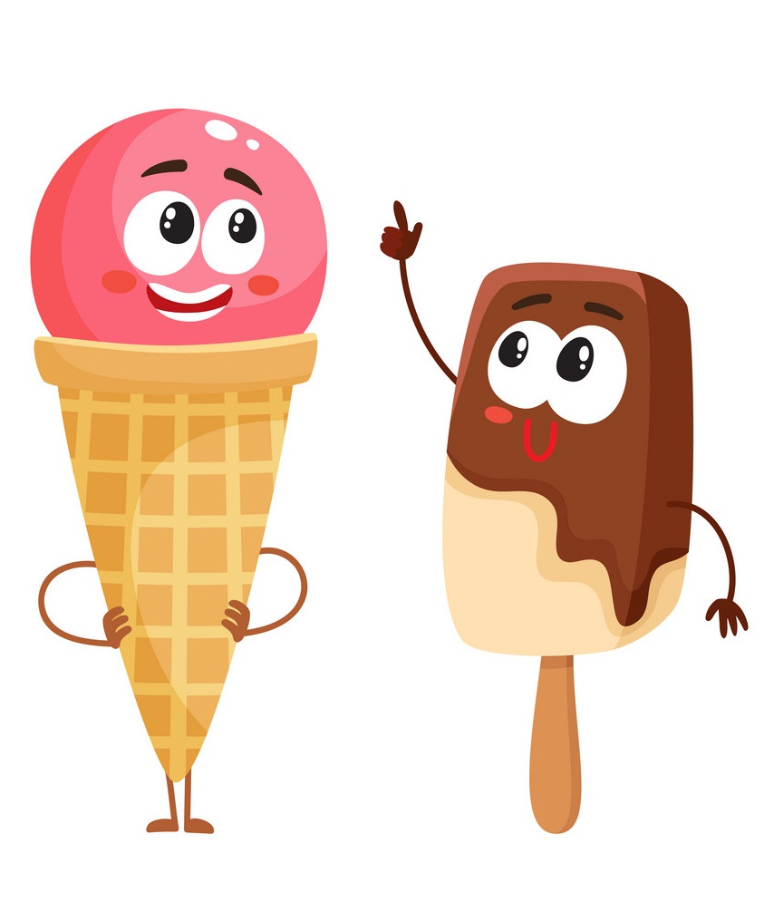 2 つの漫画のアイスクリームのイラスト イラスト