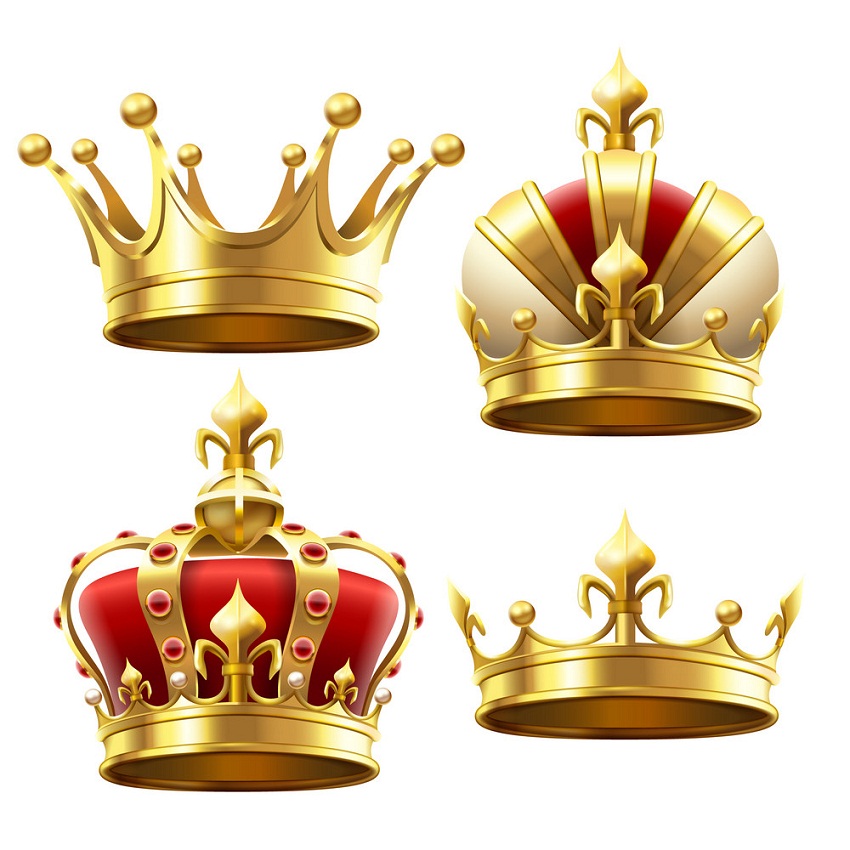 4つの現実的な王冠のイラスト イラスト