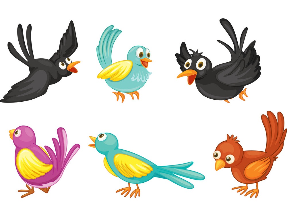 6 つのカラフルな鳥のイラスト イラスト