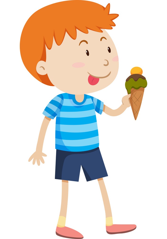 アイスクリームを持つ男の子のイラスト イラスト
