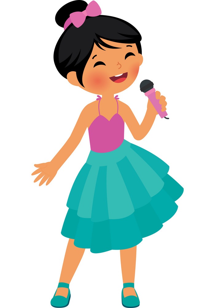 アジアの女の子が歌っているイラスト