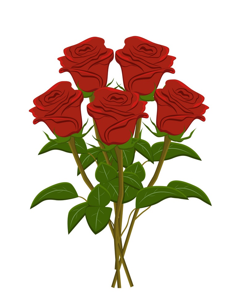 赤いバラの花束のイラスト イラスト
