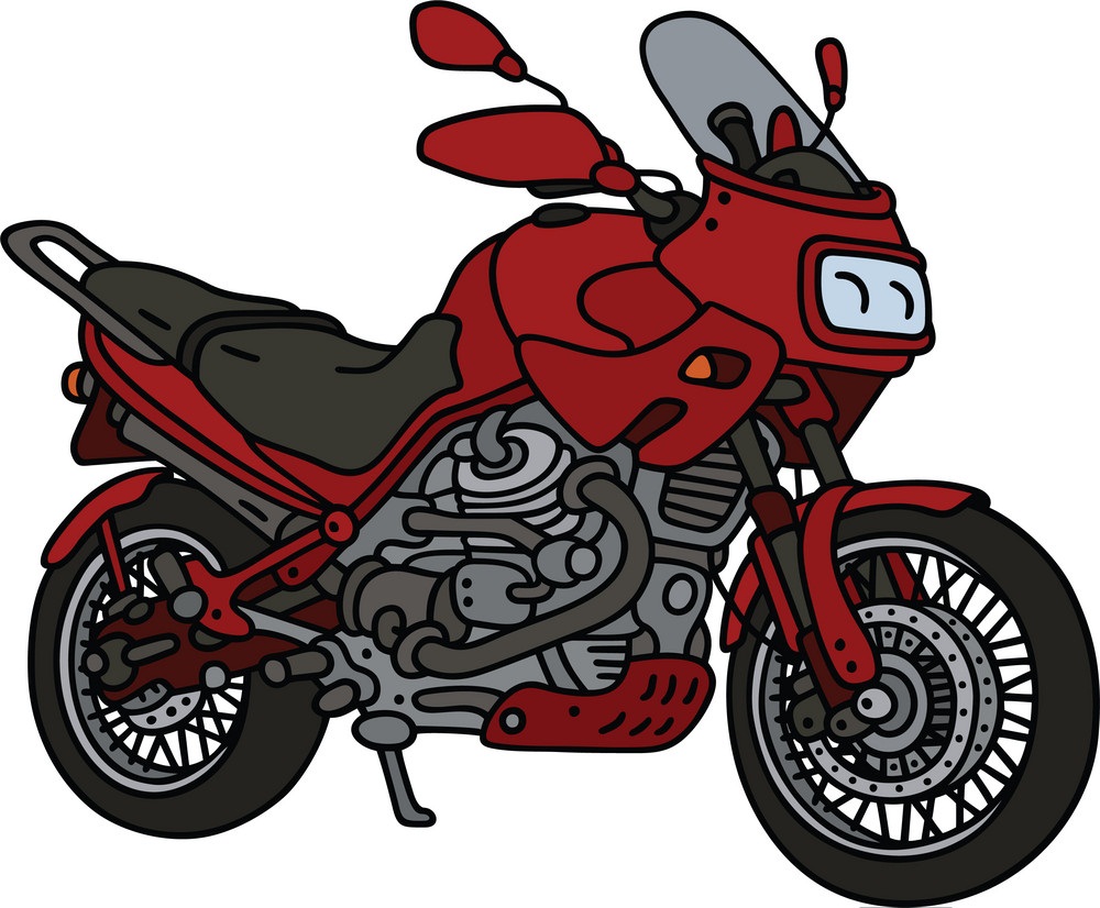 赤い大型バイクのイラスト イラスト