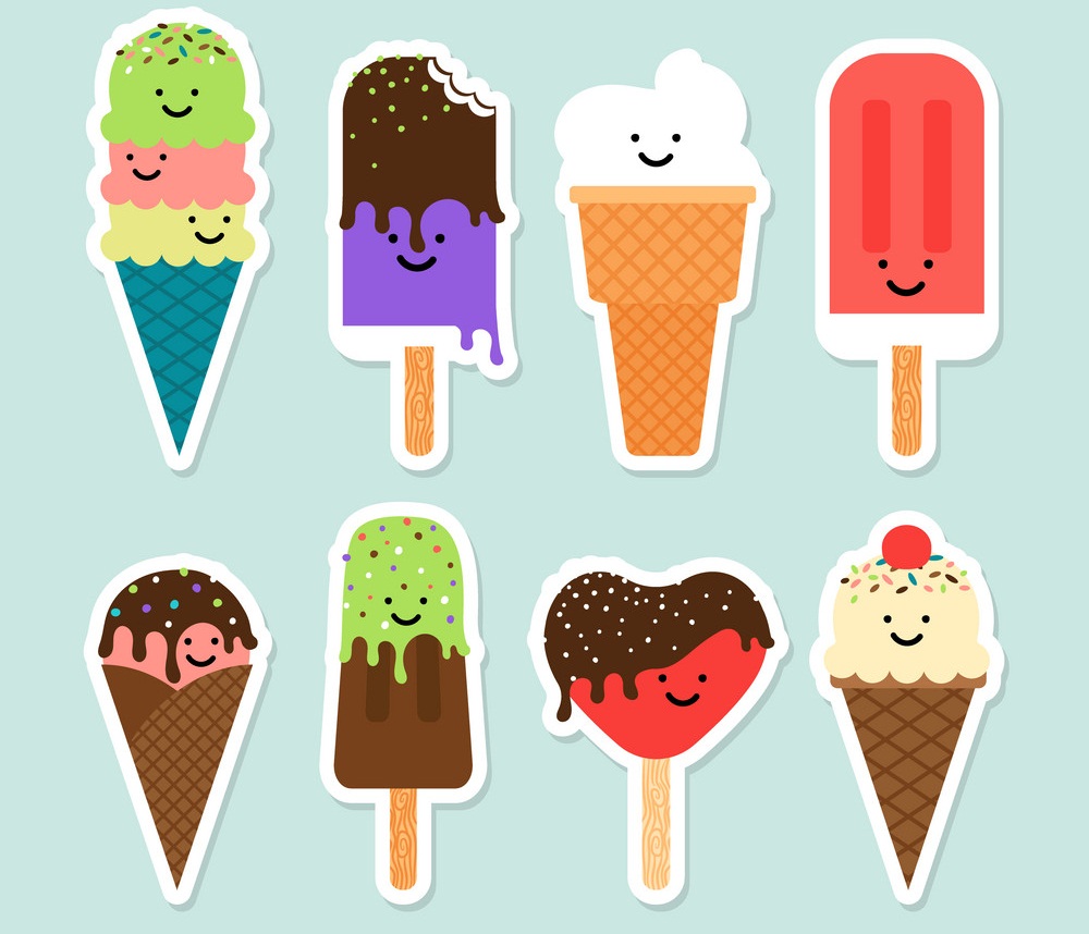 甘いアイスクリームのセットのイラスト イラスト