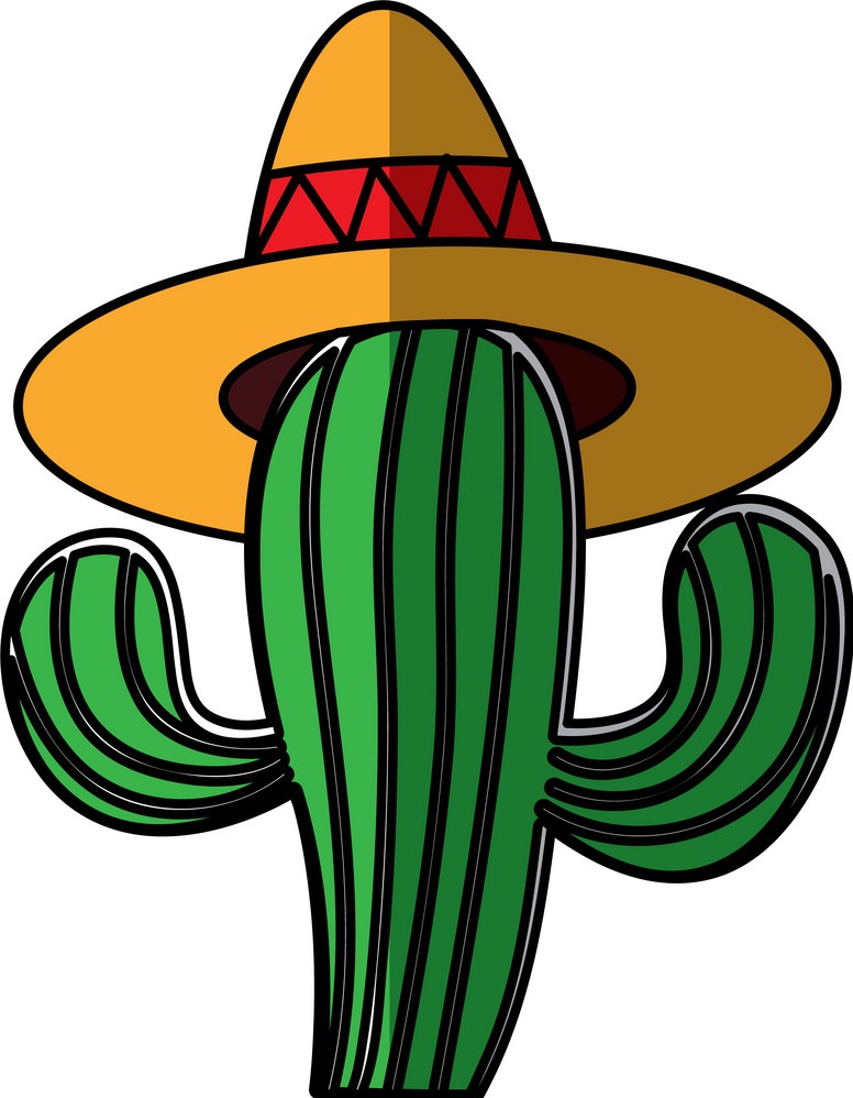 帽子をかぶったメキシコのサボテンのイラスト