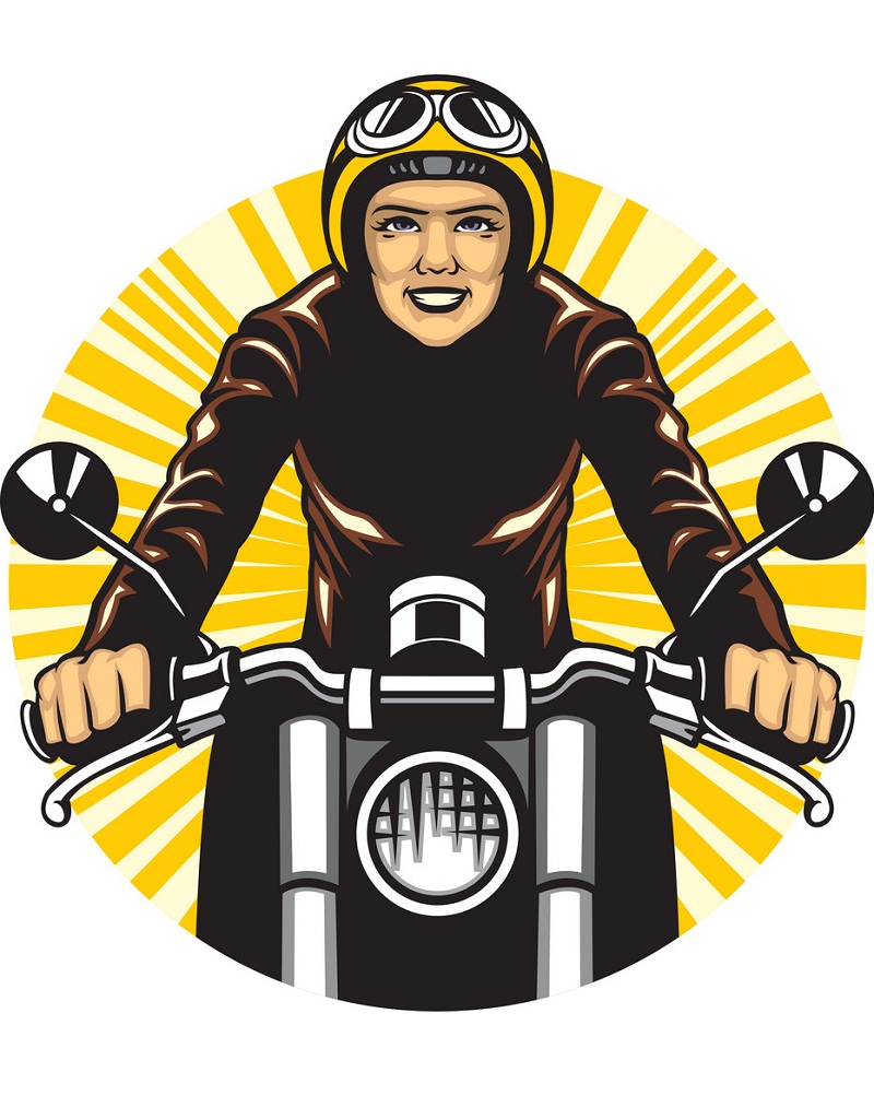 バイクに乗る女性のイラスト イラスト