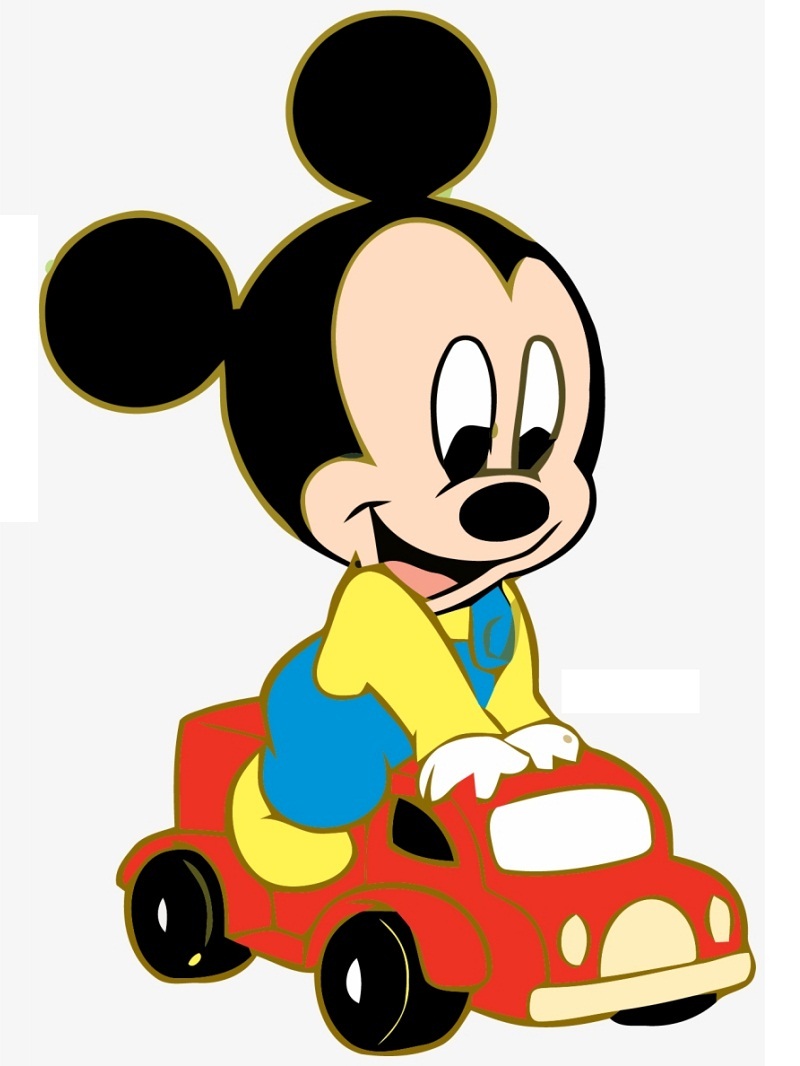 ベビーミッキーのおもちゃの車を運転するイラスト イラスト