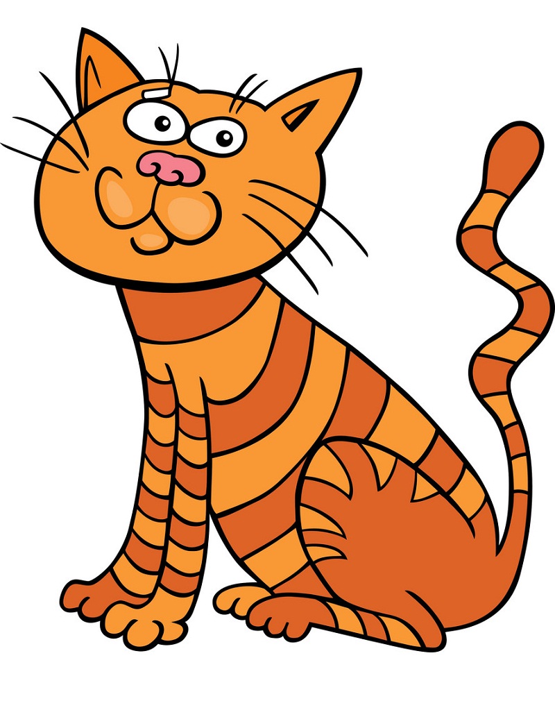 面白いオレンジ色のゼブラ猫のイラスト