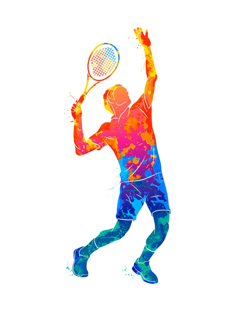 抽象的なテニス プレーヤーの水彩画のイラスト
