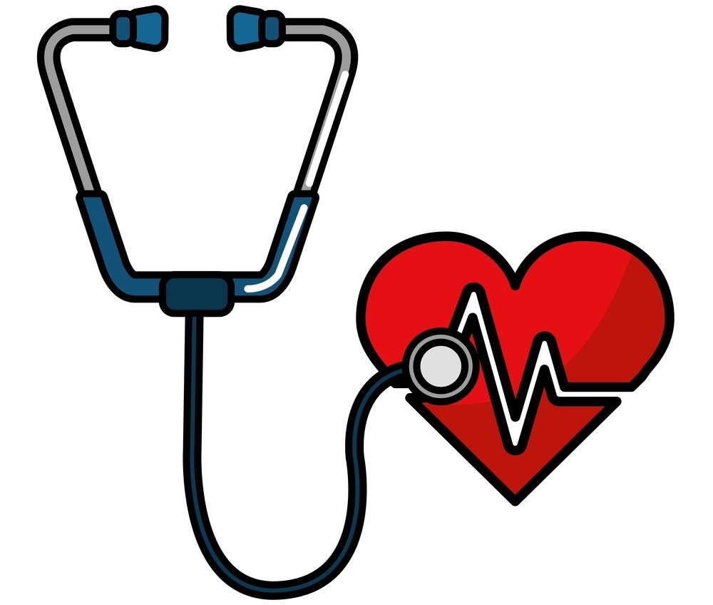聴診器と心臓の心臓のイラスト