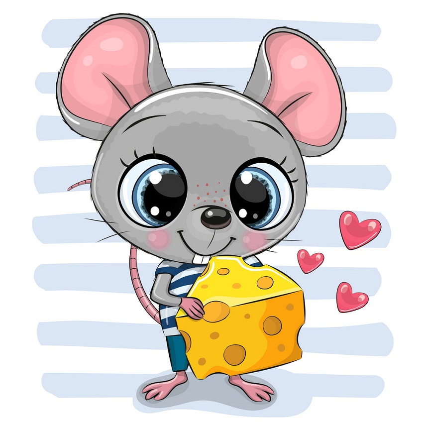 チーズを持った素敵なネズミのイラスト イラスト