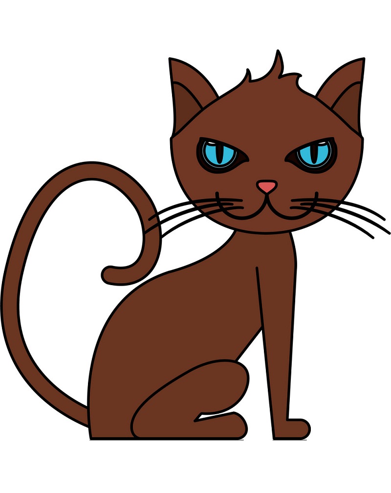 茶色の猫を見つめるイラスト イラスト