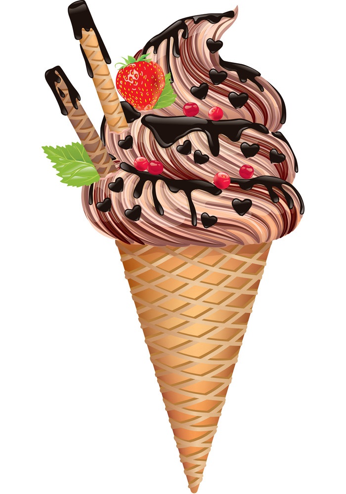 チョコレートアイスクリームコーンのイラスト イラスト