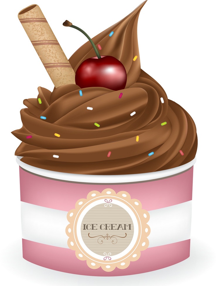 チョコレートアイスクリームカップのイラスト