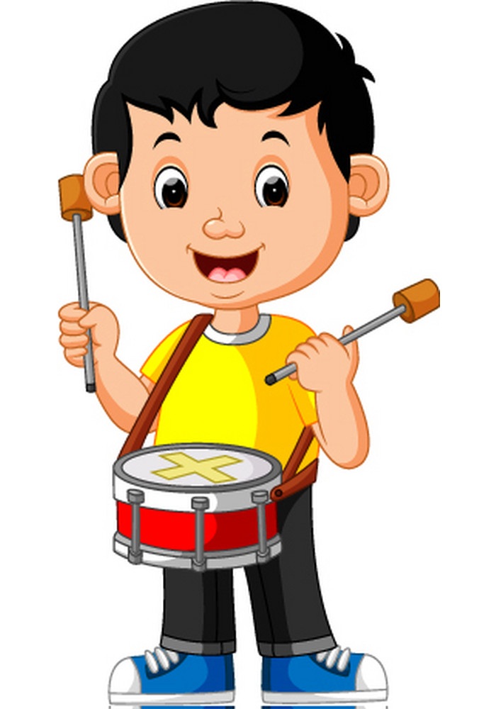 ドラムを演奏する子供のイラスト