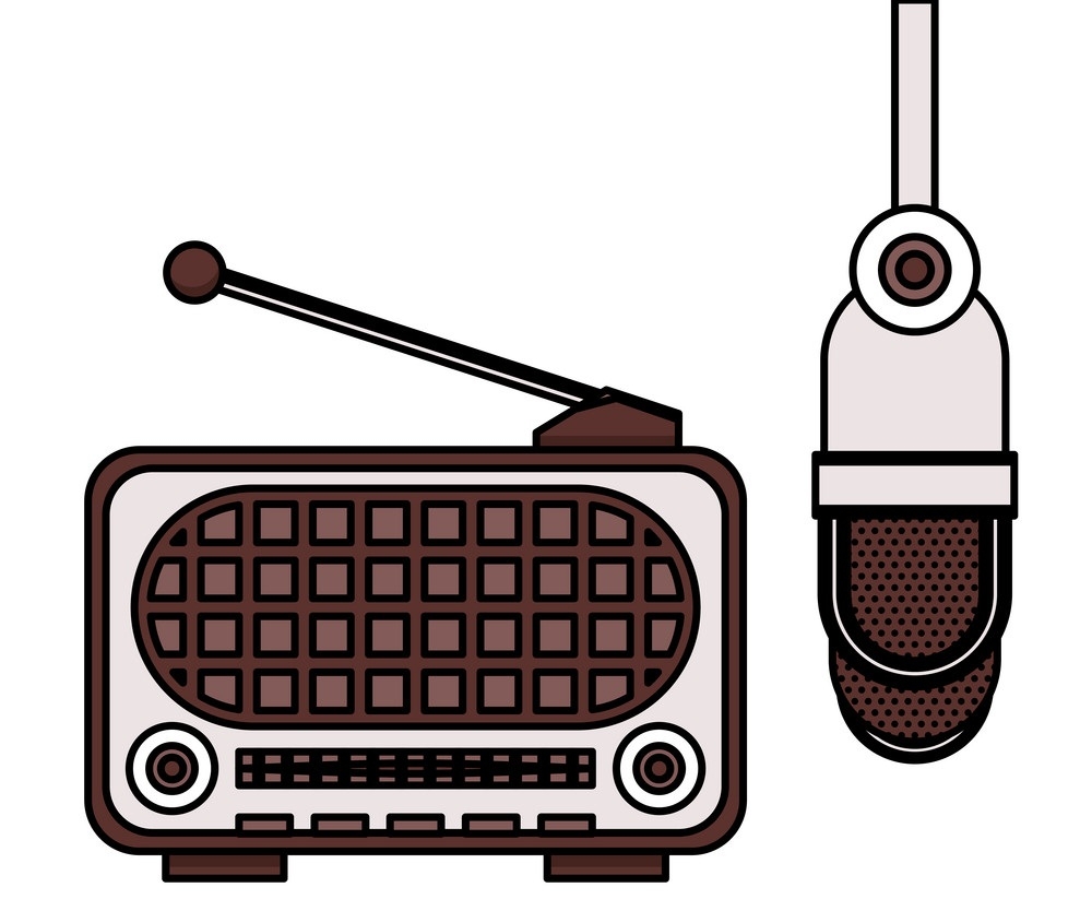 古いラジオとマイク装置のイラスト イラスト