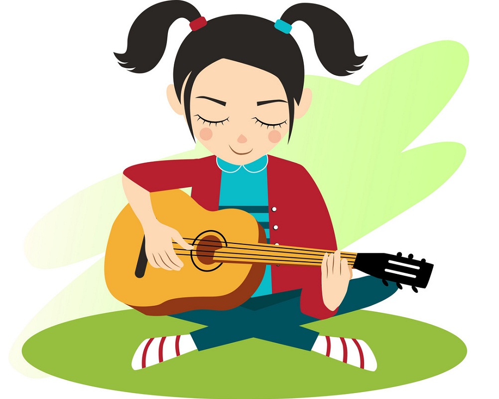 ギターを弾く女の子のイラスト イラスト