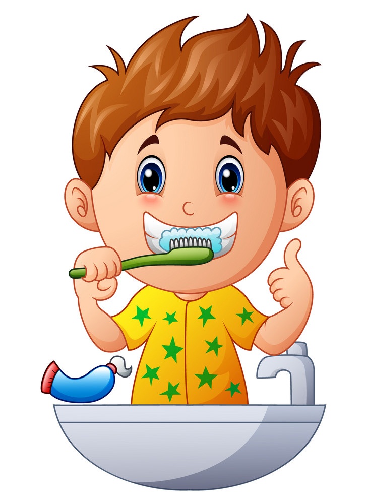 歯磨きをする男の子のイラスト イラスト