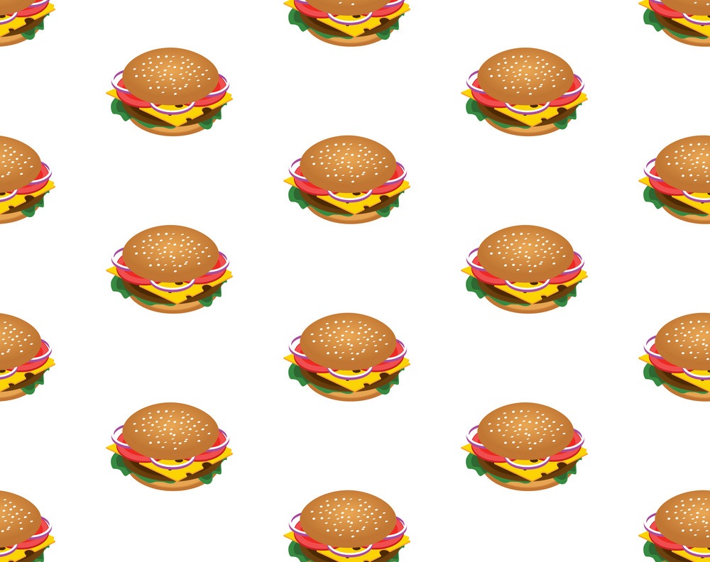 ハンバーガーのシームレスなパターンのイラスト