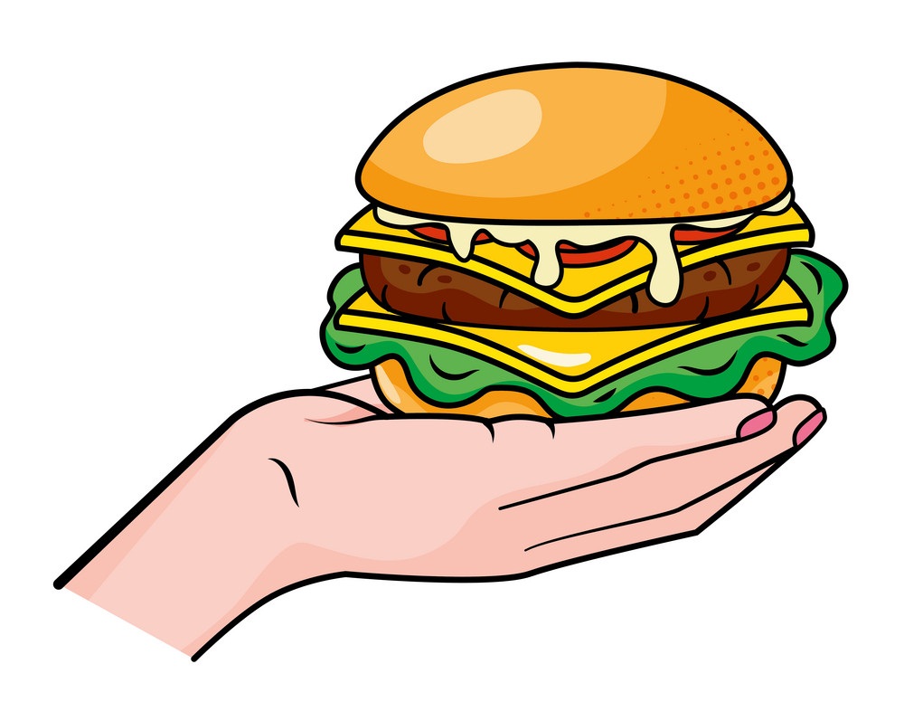 ハンバーガーを持っている手のイラスト イラスト