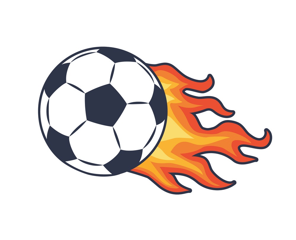 火のサッカーボールのイラスト イラスト