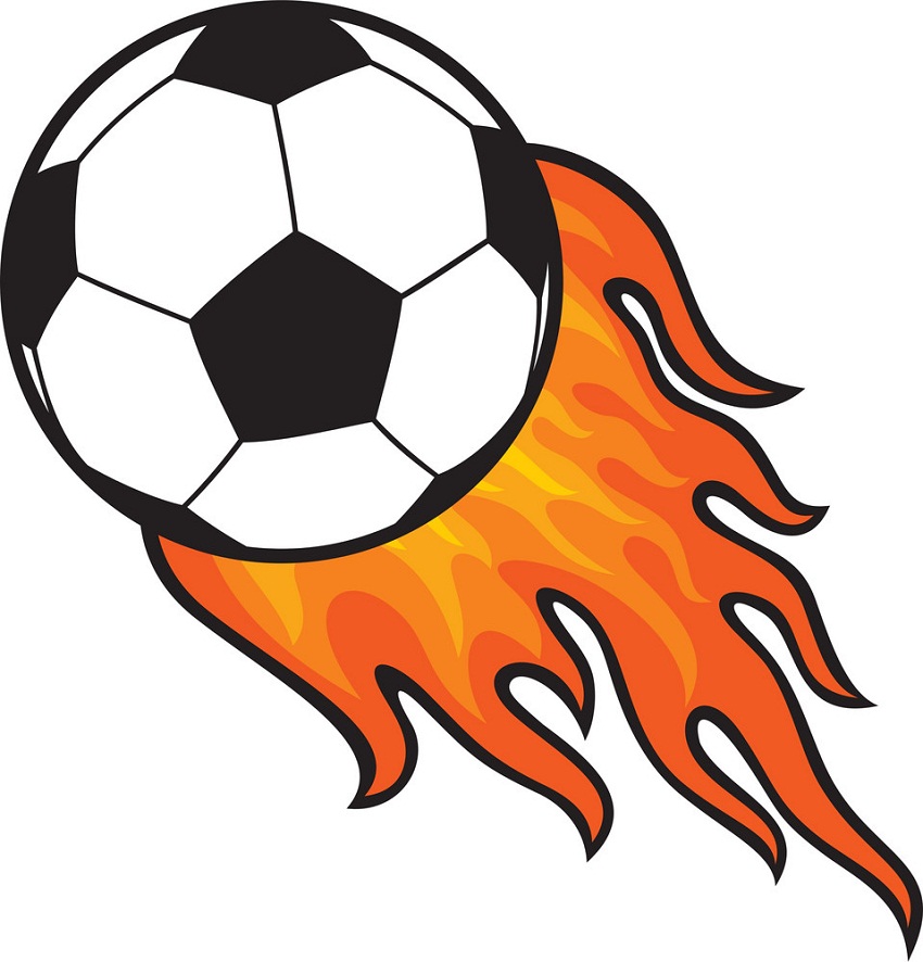 火のサッカーボールのイラスト イラスト
