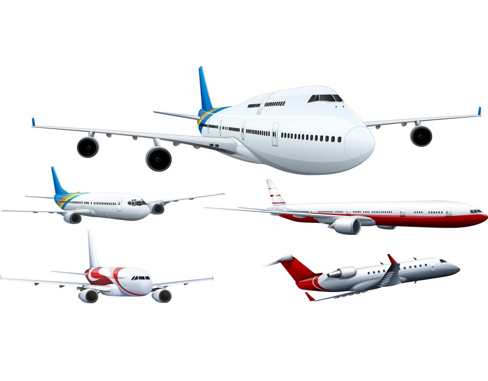 飛行機のイラストの 5 つのデザイン イラスト