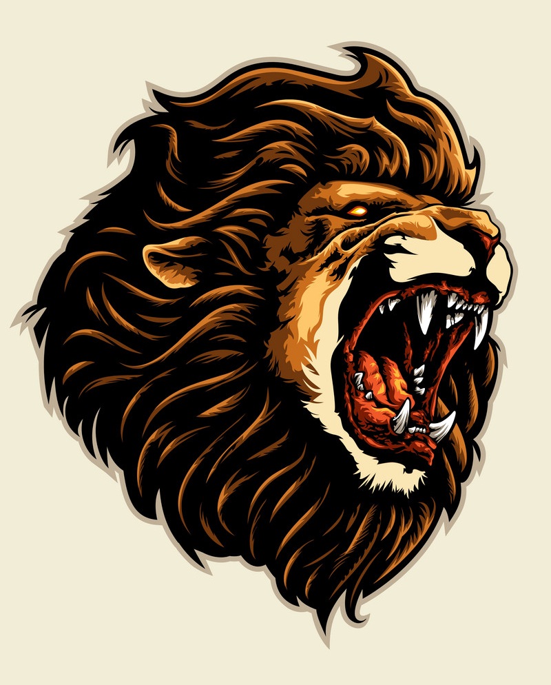 怒っているライオンヘッドのイラスト イラスト