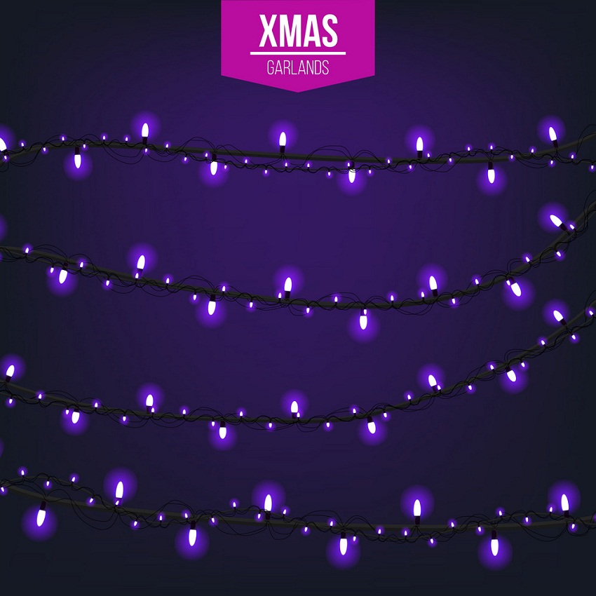 イラスト紫色のクリスマス ライト 1