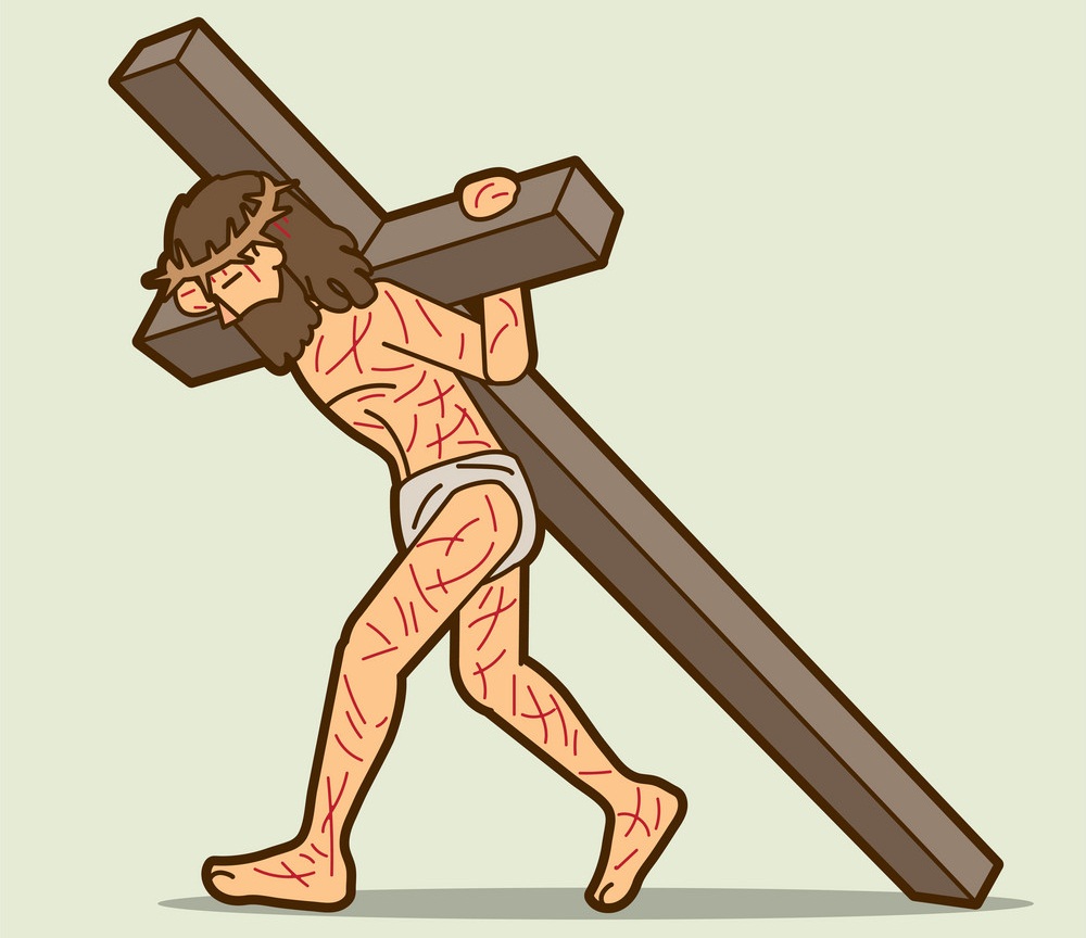 十字架を運ぶイエス・キリストのイラスト 2