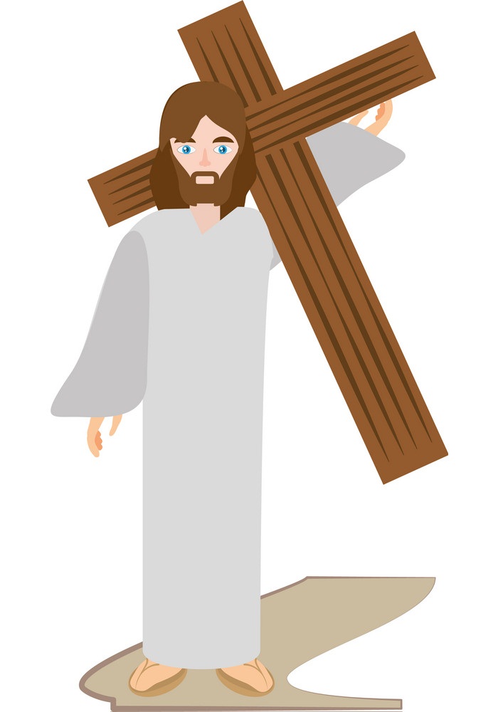 十字架を運ぶイエス・キリストのイラスト イラスト