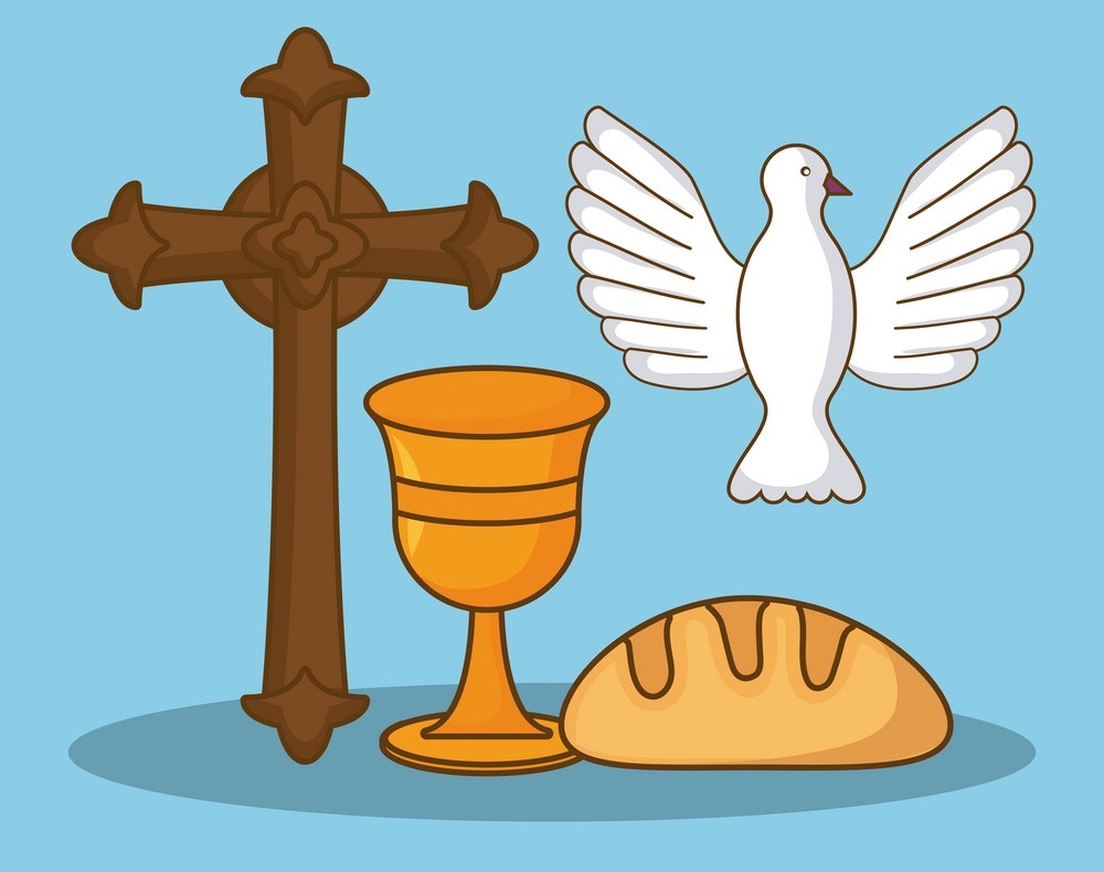 十字架と鳩のイラスト