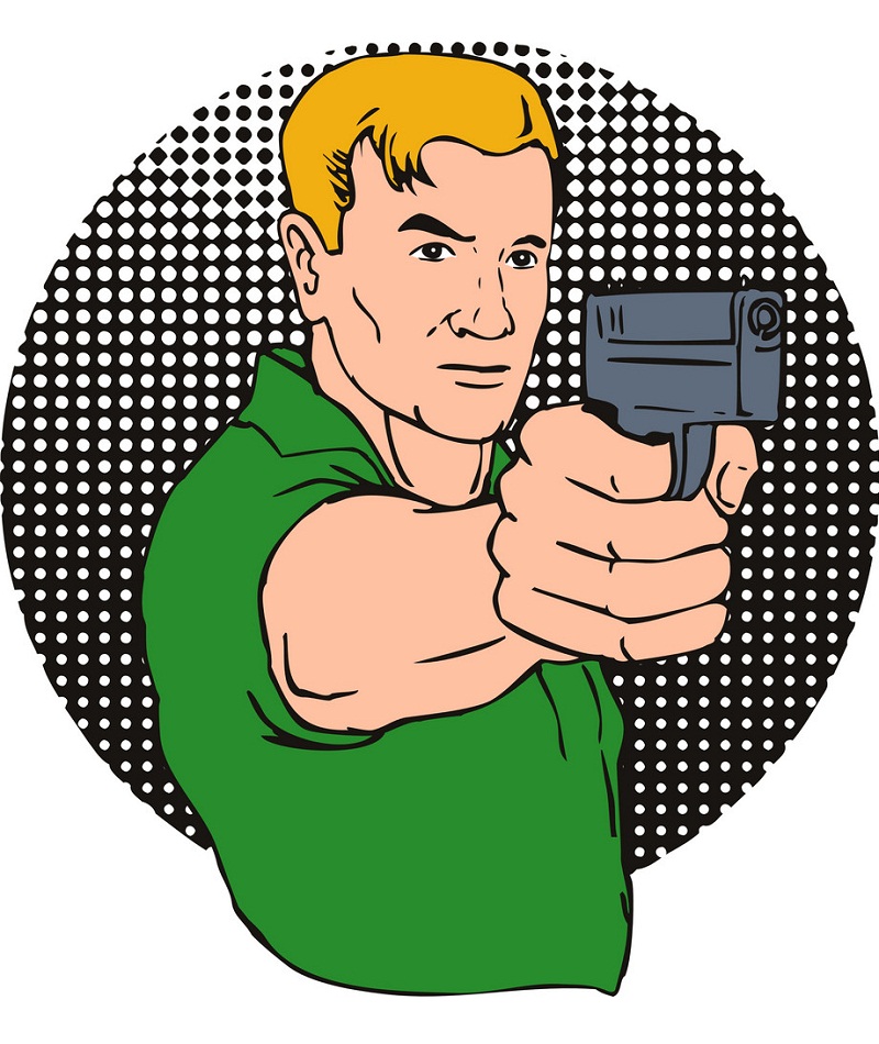 銃を指している男性のイラスト イラスト