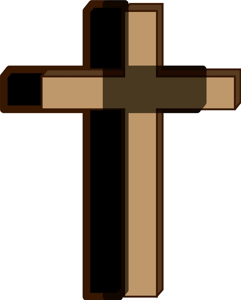 影のある木製の十字架のイラスト イラスト