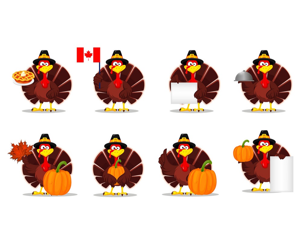 感謝祭の日の七面鳥のイラストセット イラスト