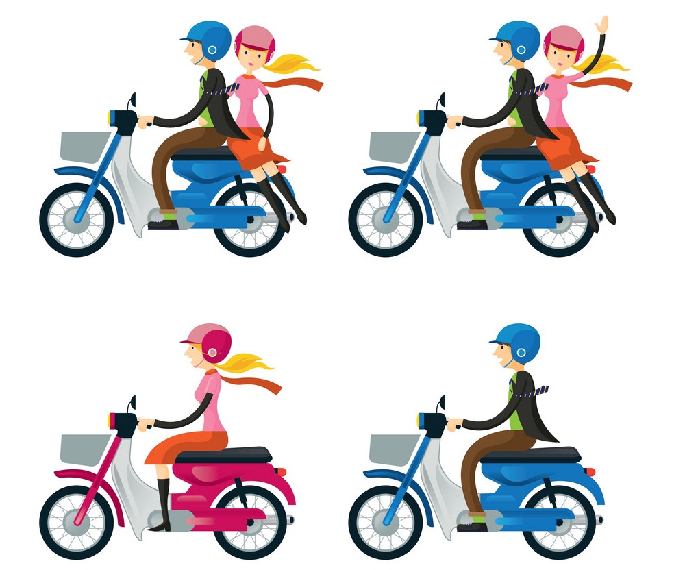 カップル 男性 女性 乗馬 バイク イラスト イラスト