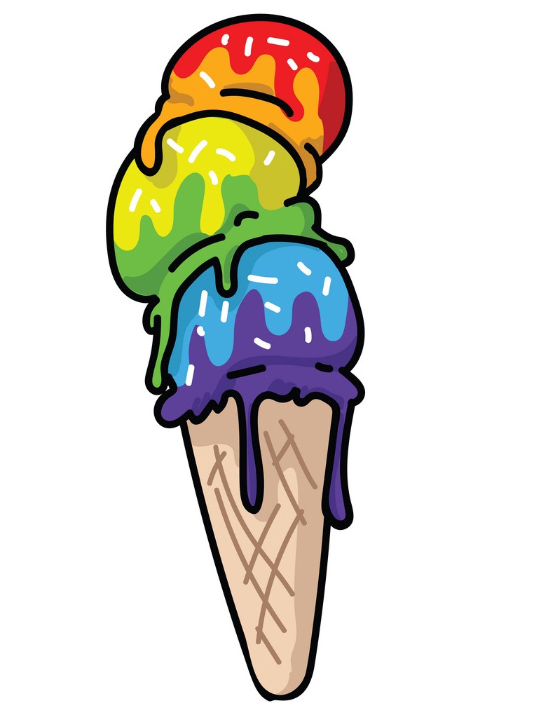 カラフルなアイスクリームコーンのイラスト イラスト
