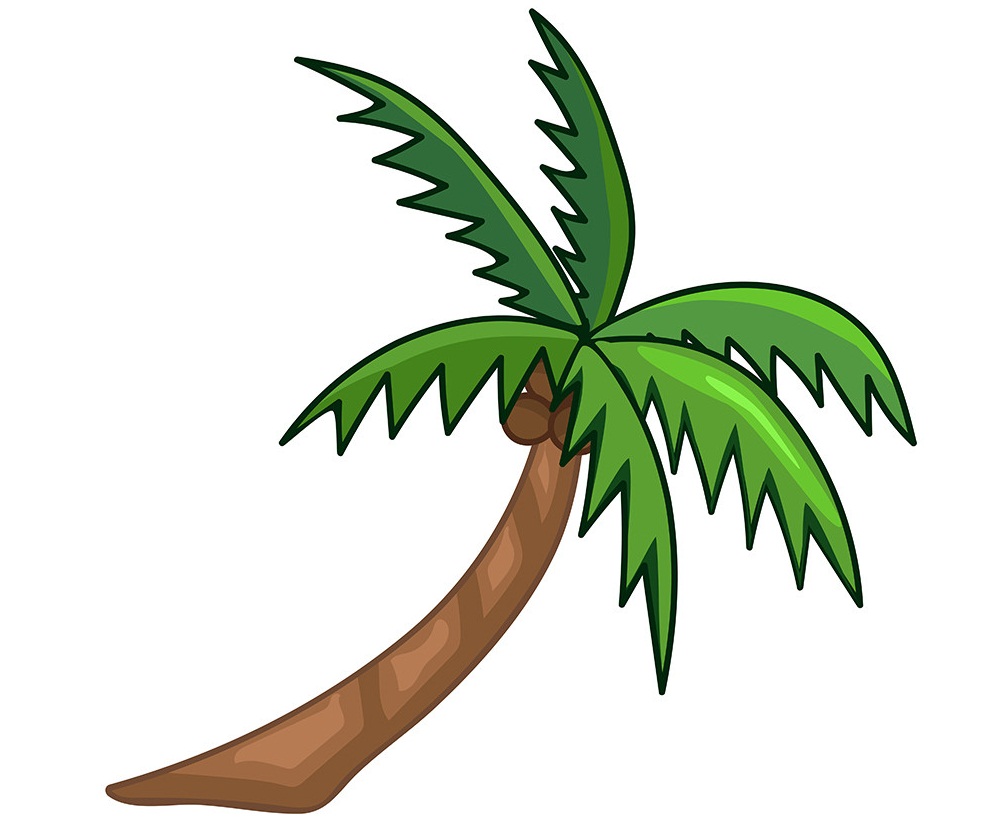 傾いたココナッツの木のイラスト イラスト