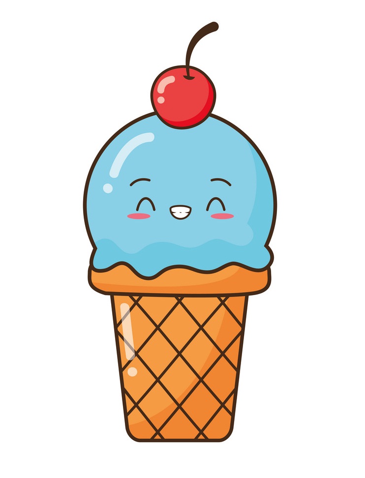 かわいいフルーティーなアイスクリームのイラスト イラスト