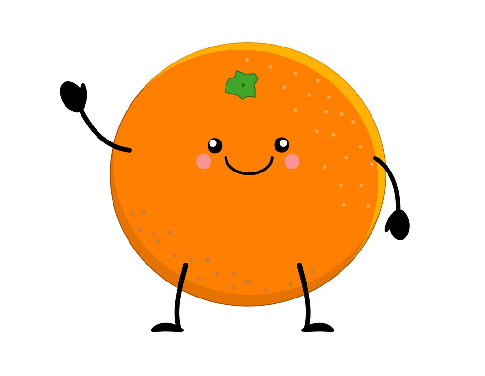 かわいい漫画のオレンジ色の果物のイラスト