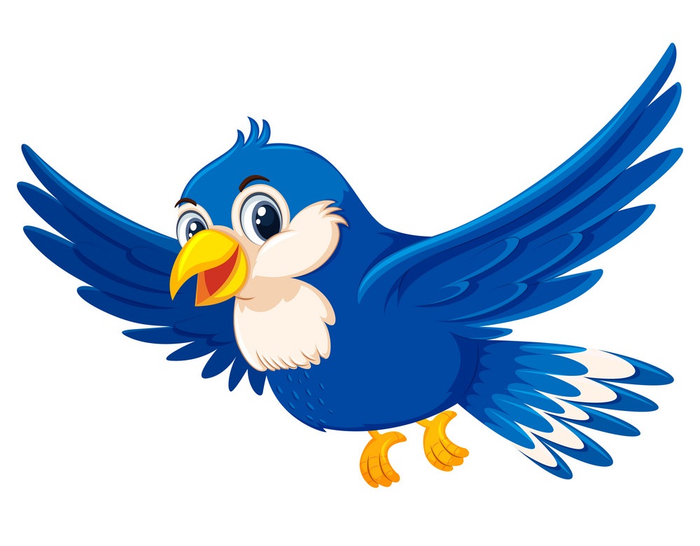 かわいい飛んでいる青い鳥のイラスト イラスト