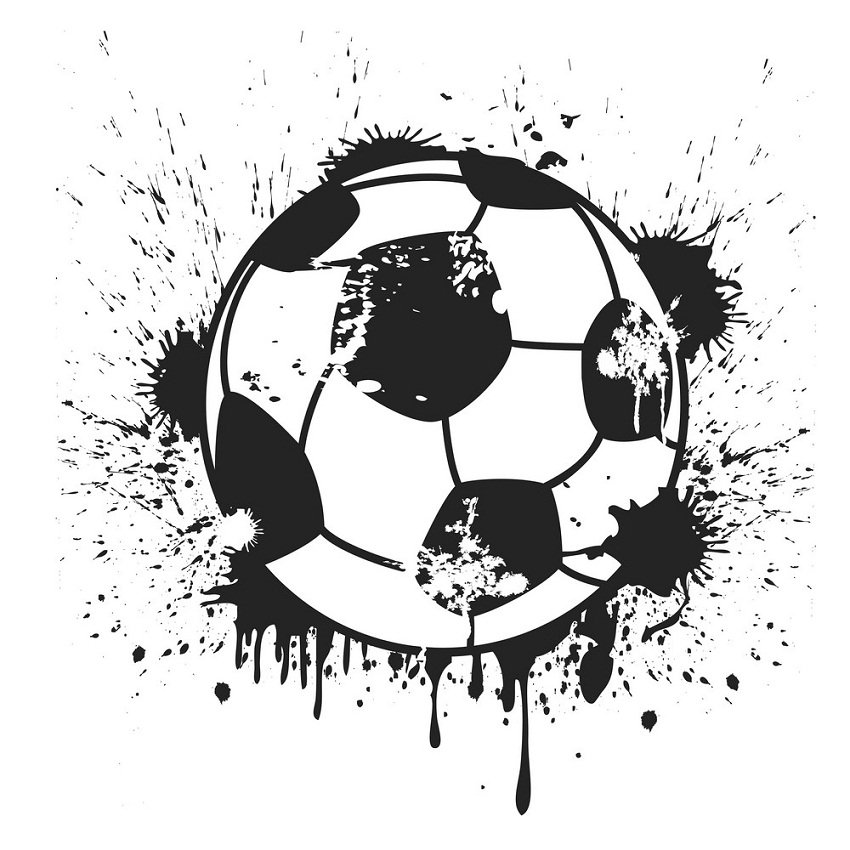 汚れた黒いサッカーボールのイラスト イラスト