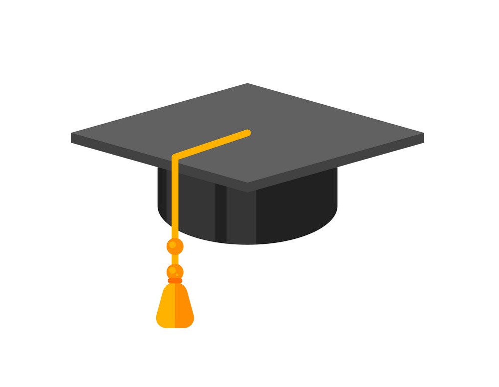 黄色のタッセル付き卒業帽のイラスト イラスト