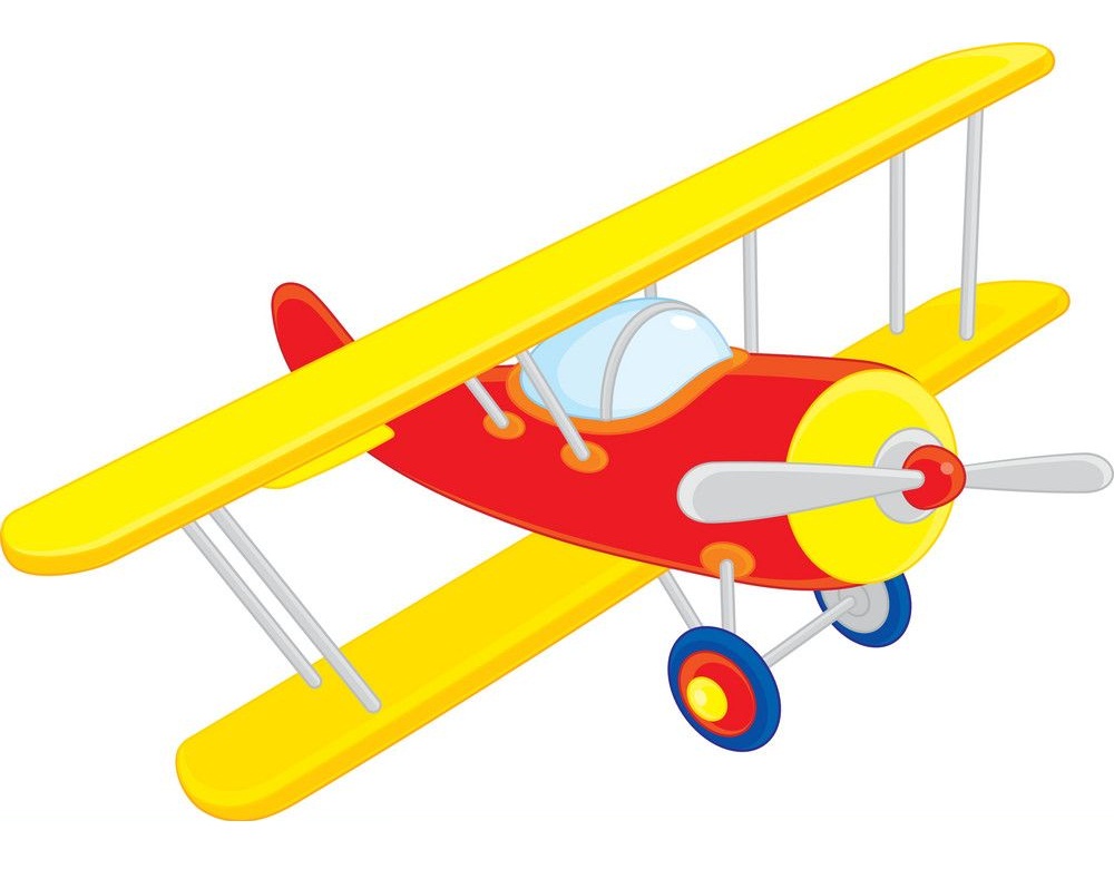 黄色と赤の飛行機のイラスト イラスト