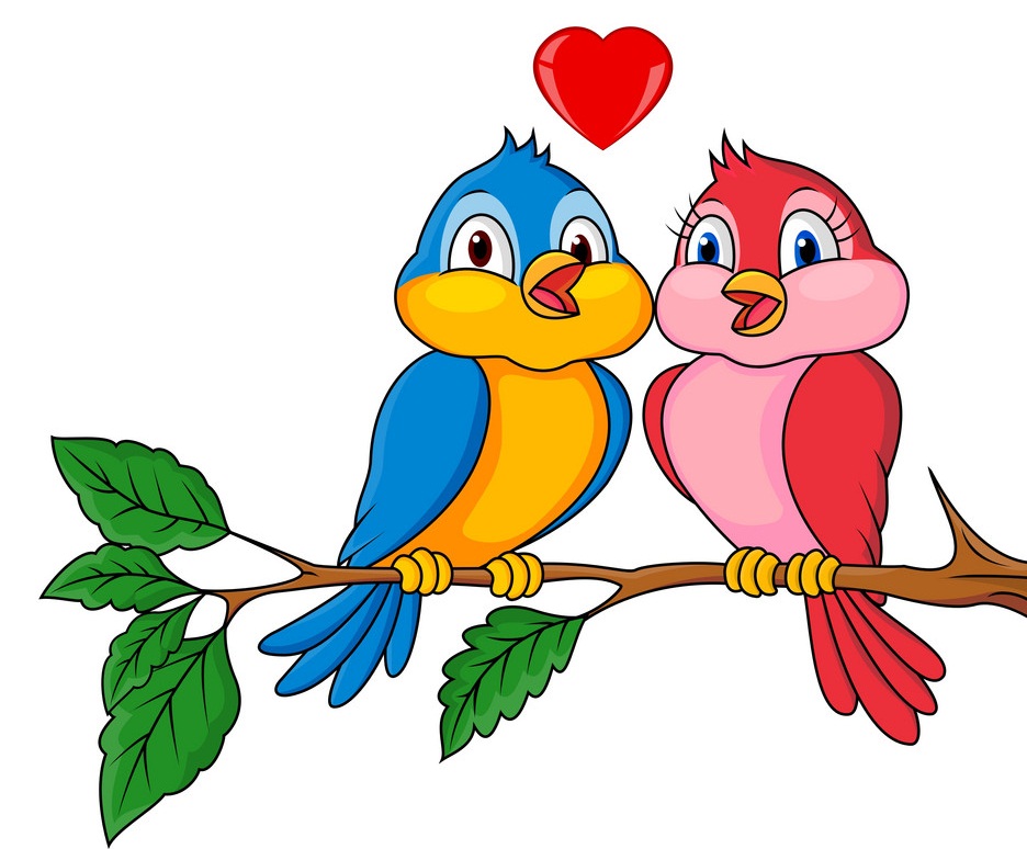 恋に落ちたカップルの鳥のイラスト イラスト