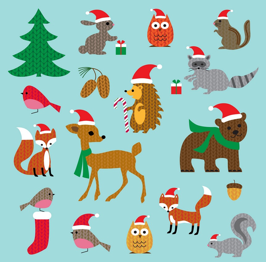 クリスマスの動物のイラスト イラスト