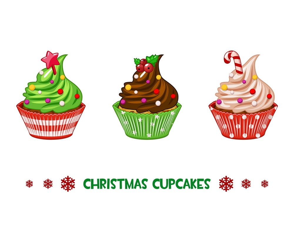 クリスマスのカップケーキのイラスト イラスト