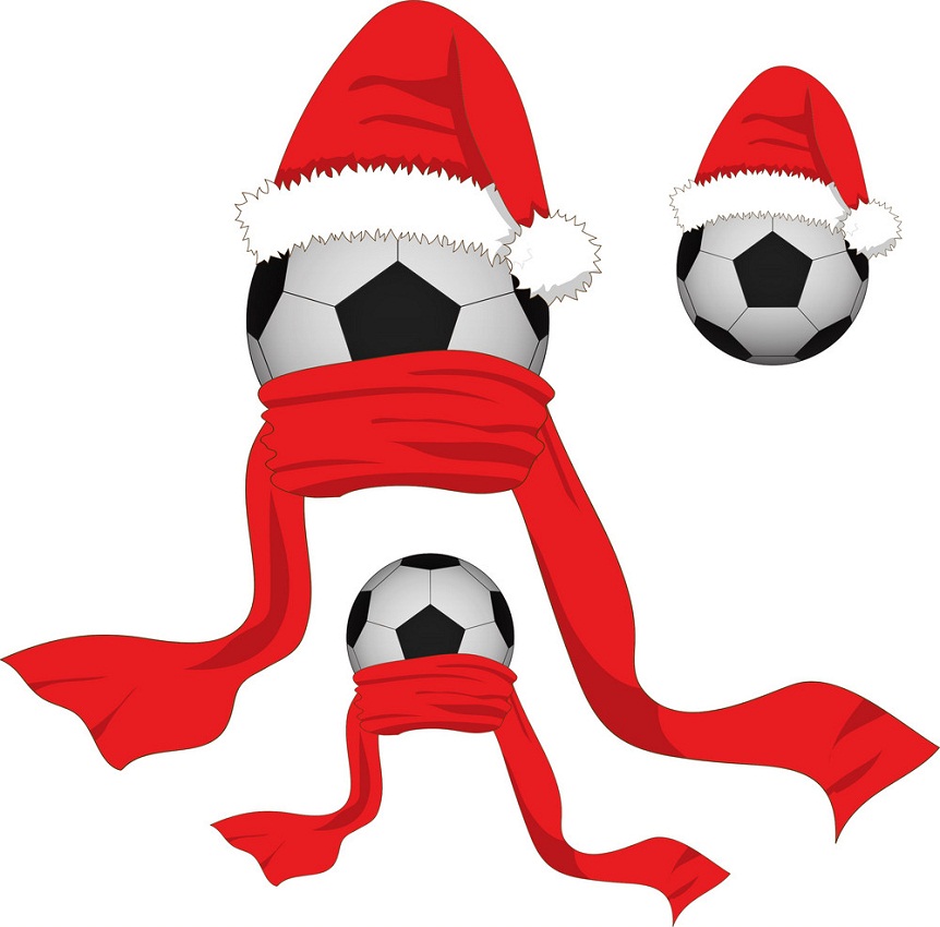 クリスマスのサッカーボールのイラスト イラスト
