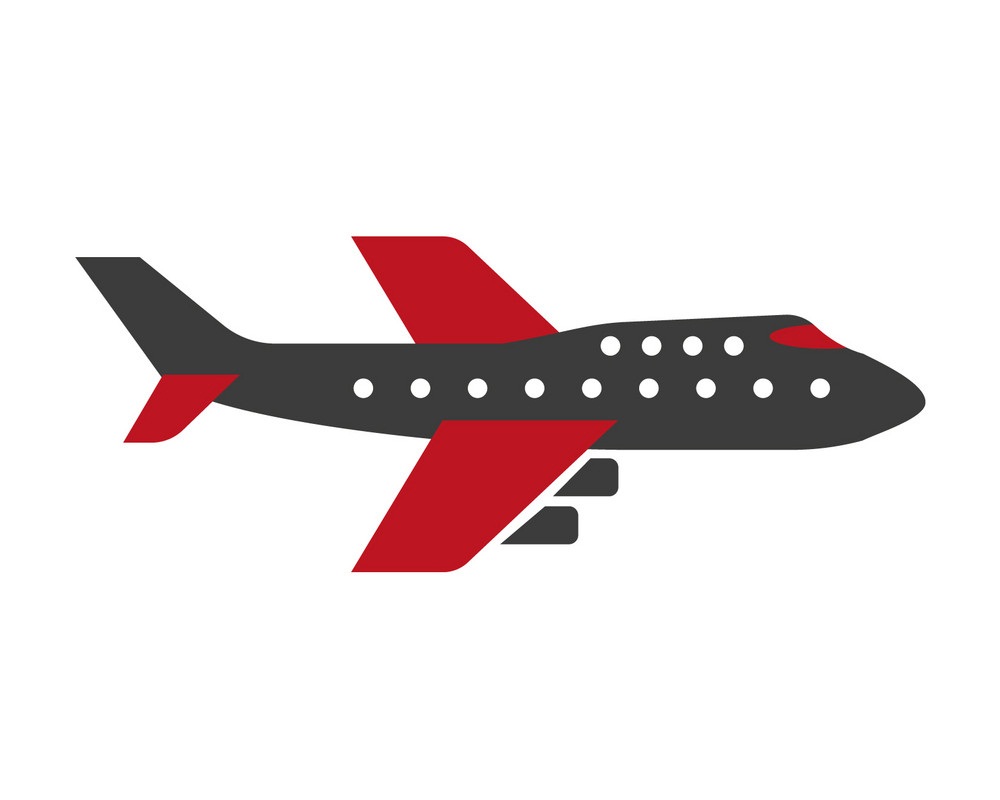 黒と赤の色の飛行機のイラスト イラスト