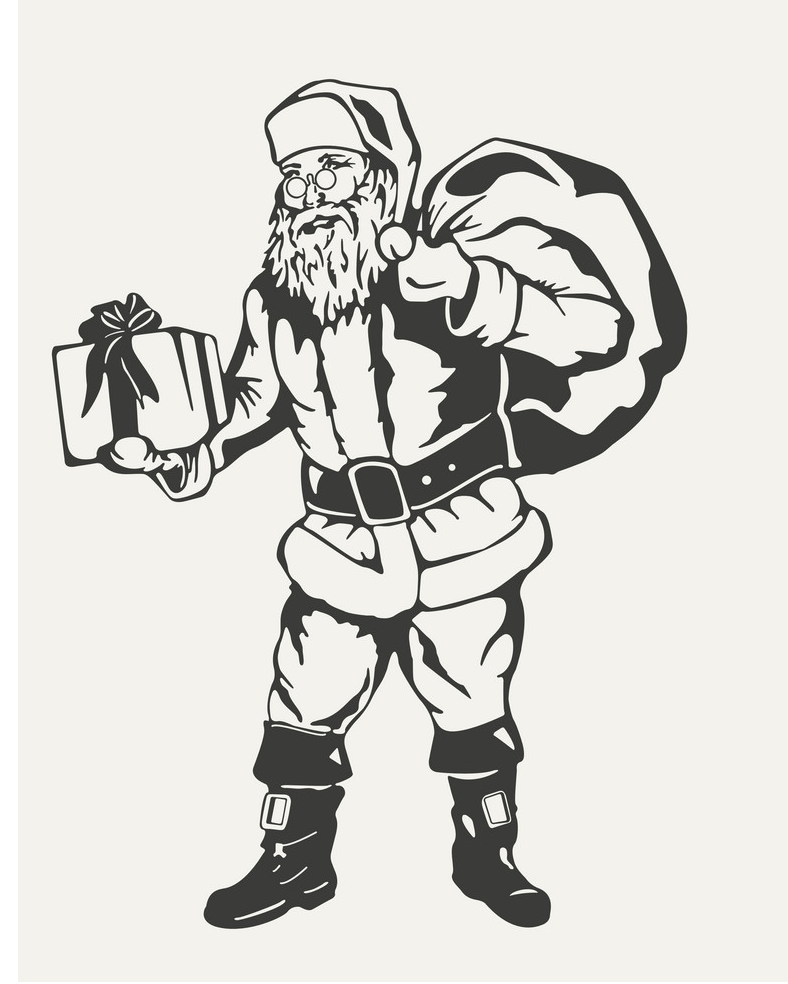 黒と白のクリスマス サンタのイラスト イラスト
